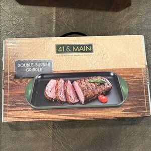 41 & Main Double Burner Griddle Pan - Enameled Cast Iron, Oven Safe 450 Degrees